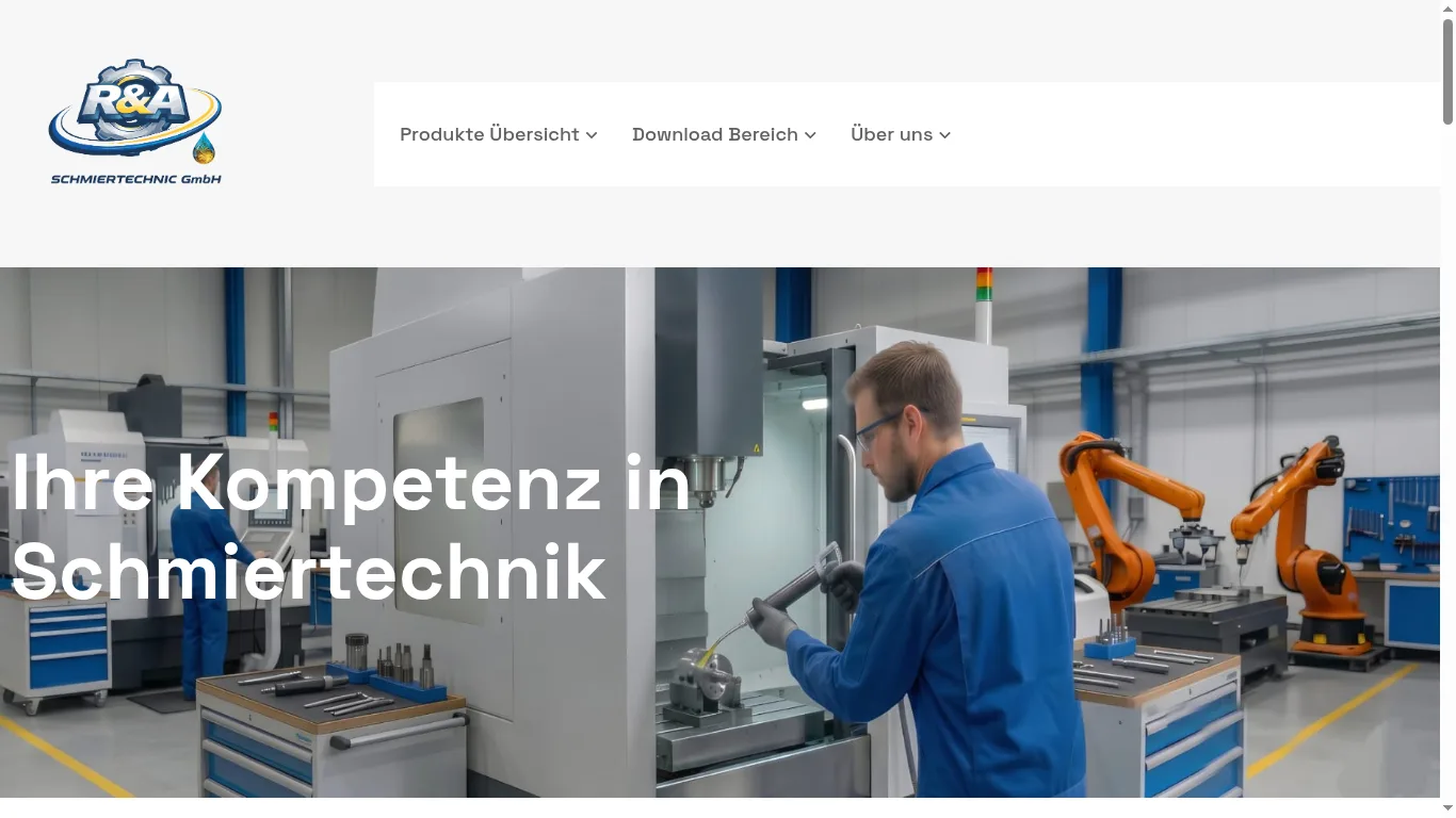 Webseite der R&A Schmiertechnic GmbH